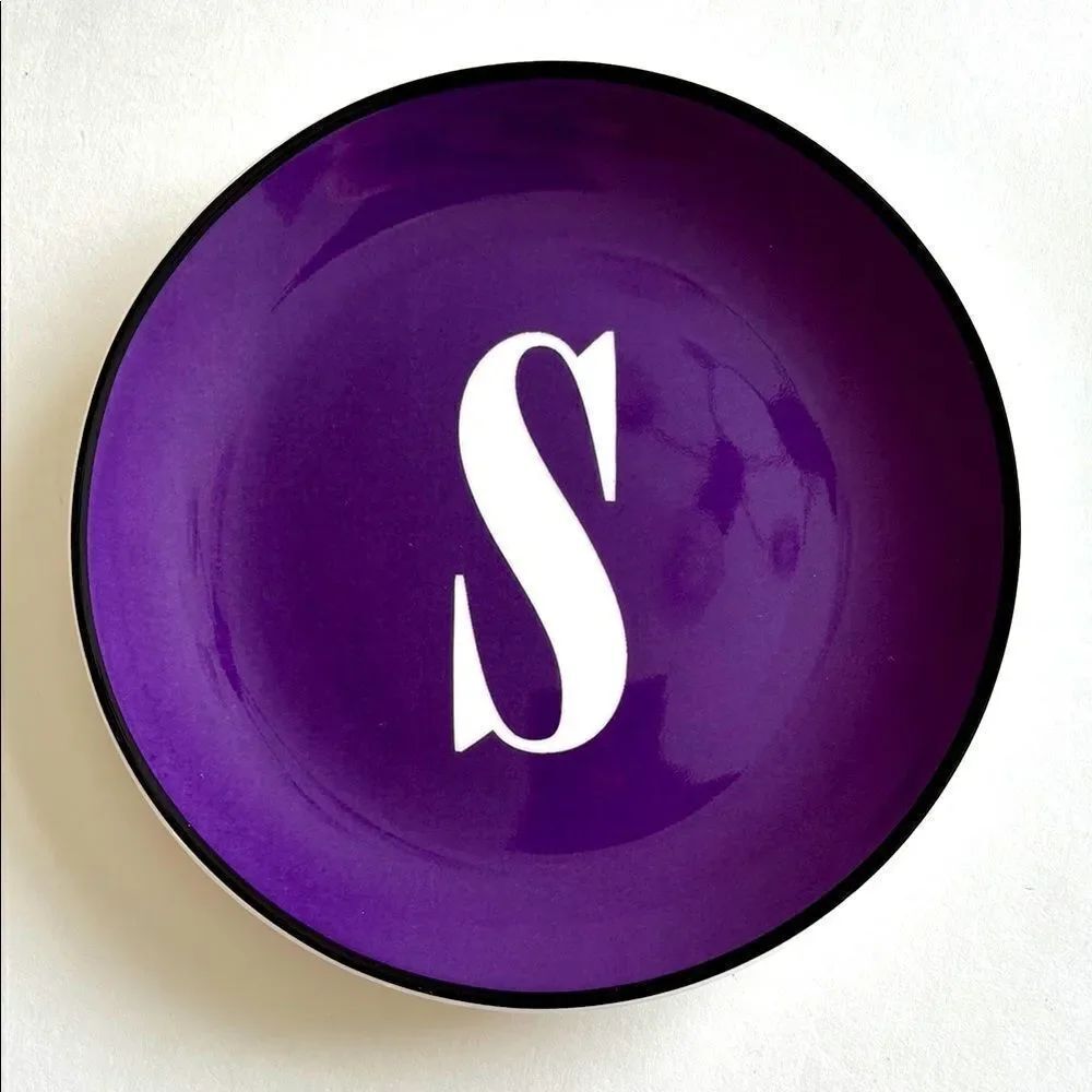 NWT Kate Spade NY Wickford To The Letter S Dish Plate Purple Lenox 6.75”